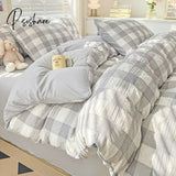 Plaid Double Duvet Cover Set 220X240 Solid Twist Soft Pillowcase King Size Bedding Quilt