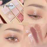 Professional Colorful Eyeshadow Palette Pink Shiny Blue Eye Shadow Pearl Eyes Glitter Matte Cute