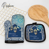 Ramadan Decoration Baking Anti-Hot Oven Pat Gloves Mat Eid Mubarak Kitchen Aprons For Party Islamic