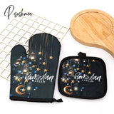 Ramadan Decoration Baking Anti-Hot Oven Pat Gloves Mat Eid Mubarak Kitchen Aprons For Party Islamic