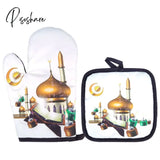 Ramadan Decoration Baking Anti-Hot Oven Pat Gloves Mat Eid Mubarak Kitchen Aprons For Party Islamic