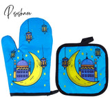 Ramadan Decoration Baking Anti-Hot Oven Pat Gloves Mat Eid Mubarak Kitchen Aprons For Party Islamic