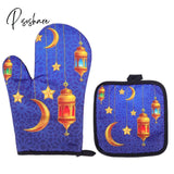 Ramadan Decoration Baking Anti-Hot Oven Pat Gloves Mat Eid Mubarak Kitchen Aprons For Party Islamic