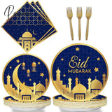 Ramadan Decoration Eid Mubarak Disposable Tableware Paper Plate Cup Eid Al-Fitr Mubarak Islamic