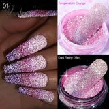 Reflective Flash Glitter Powder Temperature Color-Change Holographic Nail Uv Gel Polish Chrome