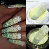 Reflective Flash Glitter Powder Temperature Color-Change Holographic Nail Uv Gel Polish Chrome