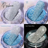 Reflective Flash Glitter Powder Temperature Color-Change Holographic Nail Uv Gel Polish Chrome