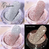 Reflective Flash Glitter Powder Temperature Color-Change Holographic Nail Uv Gel Polish Chrome