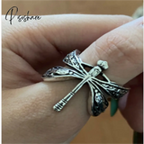 Retro Creativity Dragonfly Shape Ring Brand Women Simple For Multiple Occasions Party Jewelry 2021