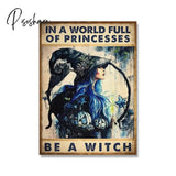 Retro Halloween Posters In A World Full Of Princess Be Witch Canvas Painting Vintage Wall Pictures