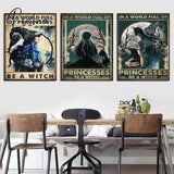 Retro Halloween Posters In A World Full Of Princess Be Witch Canvas Painting Vintage Wall Pictures