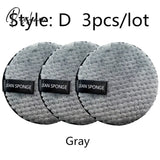 Reusable Makeup Remover Pads Wipes 3Pcs Microfiber Make Up Removal Pad Sponge Cleaning Tool Gray-D