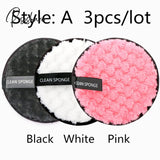 Reusable Makeup Remover Pads Wipes 3Pcs Microfiber Make Up Removal Pad Sponge Cleaning Tool Mix-A X