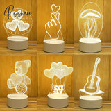 Romantic Love 3D Acrylic Led Lamp for Home Children's Night Light Table Lamp Birthday Party Decor Valentine's Day Bedside Lamp