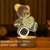 Romantic Love 3D Acrylic Led Lamp For Home Children’s Night Light Table Birthday Party Decor