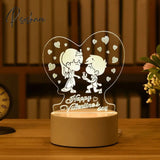 Romantic Love 3D Acrylic Led Lamp For Home Children’s Night Light Table Birthday Party Decor