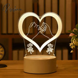 Romantic Love 3D Acrylic Led Lamp For Home Children’s Night Light Table Birthday Party Decor