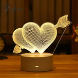 Romantic Love 3D Lamp Heart-Shaped Acrylic Led Night Light Tree Decorative Table Valentine’s Day