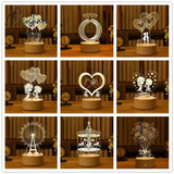 Romantic Love 3D Lamp Heart-Shaped Acrylic Led Night Light Tree Decorative Table Valentine’s Day