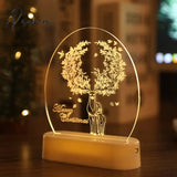 Romantic Love 3D Lamp Heart-Shaped Acrylic Led Night Light Tree Decorative Table Valentine’s Day