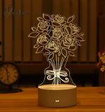 Romantic Love 3D Lamp Heart-Shaped Acrylic Led Night Light Tree Decorative Table Valentine’s Day