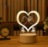 Romantic Love 3D Lamp Heart-Shaped Acrylic Led Night Light Tree Decorative Table Valentine’s Day