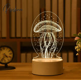 Romantic Love 3D Lamp Heart-Shaped Acrylic Led Night Light Tree Decorative Table Valentine’s Day