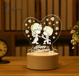 Romantic Love 3D Lamp Heart-Shaped Acrylic Led Night Light Tree Decorative Table Valentine’s Day