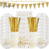 Rose Gold Birthday Decorations Girl Gold Party Decoration Disposable Tableware Paper Napkin Cup