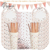 Rose Gold Birthday Decorations Girl Gold Party Decoration Disposable Tableware Paper Napkin Cup