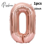 Rose Gold Happy Birthday Letter Foil Balloons Adult Women Party Decoration Baby Girl 1 2 3 4 5 6 7