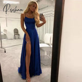 Royal Blue Split Prom Dresses 2023 Elegant Women Party Night Formal Long Evening Dress Spaghetti