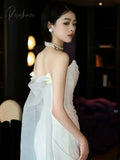 Satin Fishtail Wedding Dresses Simple Light Luxury Mermaid Niche Pleated Sleeveless Ivory Party