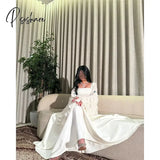 Saudi Arabia Elegant Prom Dress A-Line Square Neck Long Sleeve Floor-Length Celebrity Customize