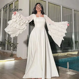 Saudi Arabia Elegant Prom Dress A-line Square Neck Long Sleeve Floor-Length Celebrity Customize Occasion Gown