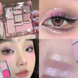 Seven-Color Rose Pink Color Eyeshadow Palette Pearly Matte Glitter Pallete Shiny Earth Eye Shadow