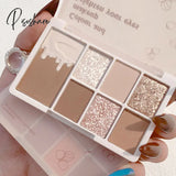 Seven-Colors Shimmer Pink Brown Color Eyeshadow Palette Waterproof Matte Glitter Earth Eye Shadow