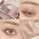 Seven-Colors Shimmer Pink Brown Color Eyeshadow Palette Waterproof Matte Glitter Earth Eye Shadow