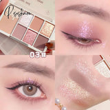 Seven-Colors Shimmer Pink Brown Color Eyeshadow Palette Waterproof Matte Glitter Earth Eye Shadow