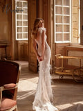 Sexy Deep V-Neck Backless Bride Robe Sparkly Sequins Beads Bridal Gown Graceful Feathers Pearls