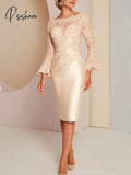 Sheath / Column Mother Of The Bride Dress Plus Size Elegant Vintage Jewel Neck Knee Length Lace