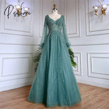 Shinning V Neckevening Dresses Forwedding Party Long Luxury Sequined Formal Prom Dress Dubai Gown