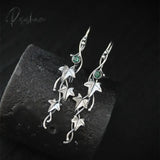 Silver Color Earrings Ivy Elven Botanical Jewelry Plant Leaf Design