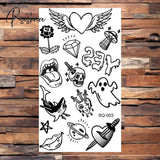 Skull Anchor Halloween Temporary Tattoos For Adults Children Realistic Pirate Panda Compass Fake