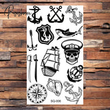 Skull Anchor Halloween Temporary Tattoos For Adults Children Realistic Pirate Panda Compass Fake