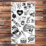 Skull Anchor Halloween Temporary Tattoos For Adults Children Realistic Pirate Panda Compass Fake