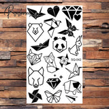 Skull Anchor Halloween Temporary Tattoos For Adults Children Realistic Pirate Panda Compass Fake