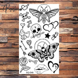 Skull Anchor Halloween Temporary Tattoos For Adults Children Realistic Pirate Panda Compass Fake