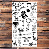 Skull Anchor Halloween Temporary Tattoos For Adults Children Realistic Pirate Panda Compass Fake