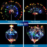 Solar Led Firework Fairy Lights Outdoor Garden Decoration Lawn Pathway For Patio Yard Party